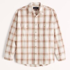 BEIGE & WHITE FULL SLEEVES  STRIPED SHIRT