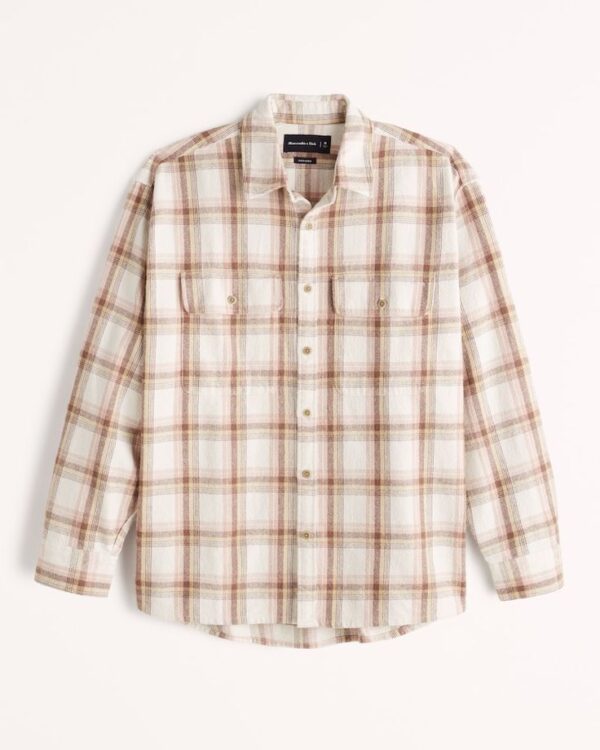 BEIGE & WHITE FULL SLEEVES  STRIPED SHIRT