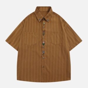 EMBEDDED FLOWERS HALF SLEEVES SHIRT