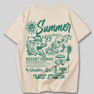 Summer-Street-Style-Tee-Mens-Animal-Print-Slogan T-SHIRT